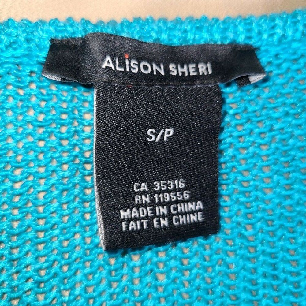 Alison Sheri Teal Blue Knit Cardigan‎ 3/4 sleeve - Picture 3 of 5